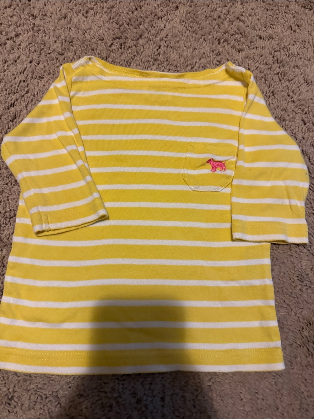 Mini Boden 1.5-2T Kids Yellow & White Striped Boatneck 3/4 sleeve